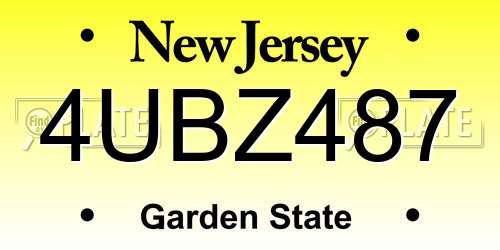 4UBZ487 New Jersey License Plate