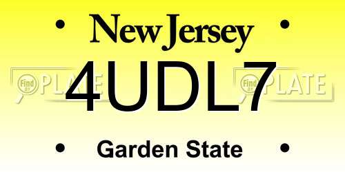 4UDL7 New Jersey License Plate