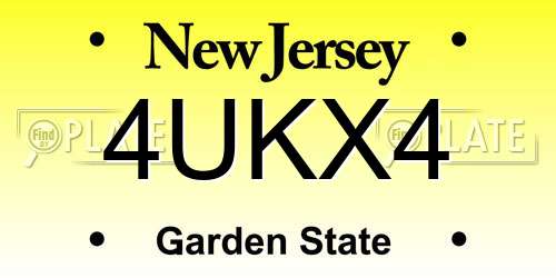 4UKX4 New Jersey License Plate
