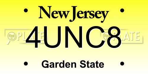 4UNC8 New Jersey License Plate