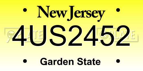 4US2452 New Jersey License Plate