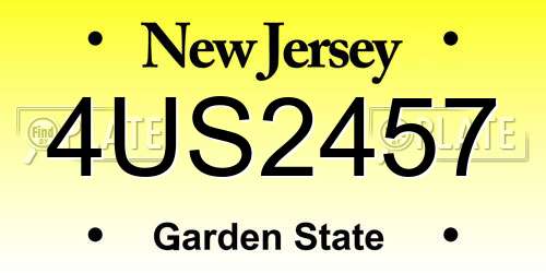 4US2457 New Jersey License Plate