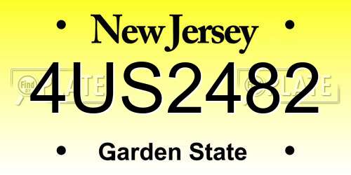 4US2482 New Jersey License Plate