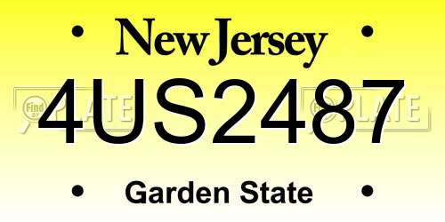 4US2487 New Jersey License Plate