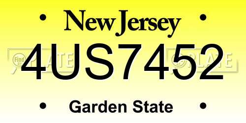 4US7452 New Jersey License Plate