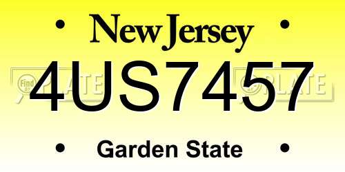 4US7457 New Jersey License Plate