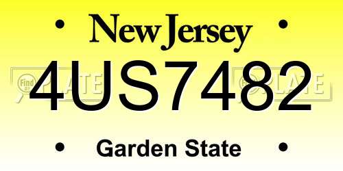 4US7482 New Jersey License Plate
