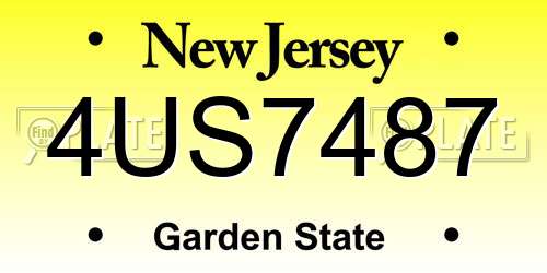 4US7487 New Jersey License Plate
