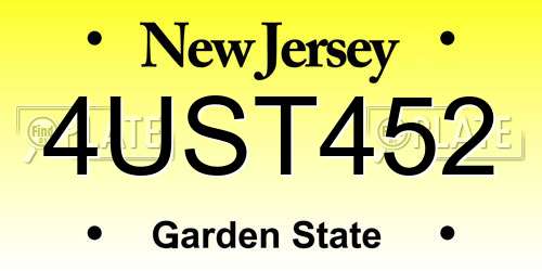 4UST452 New Jersey License Plate