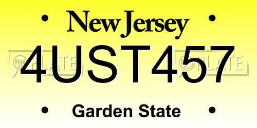 4UST457 New Jersey License Plate