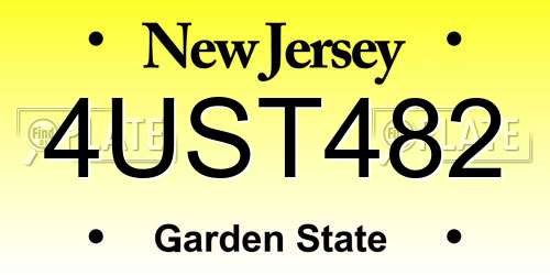 4UST482 New Jersey License Plate