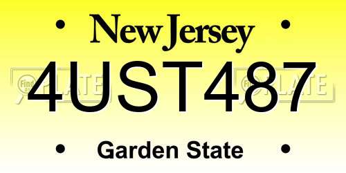 4UST487 New Jersey License Plate