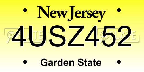 4USZ452 New Jersey License Plate