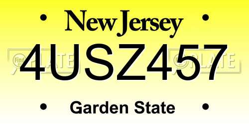 4USZ457 New Jersey License Plate