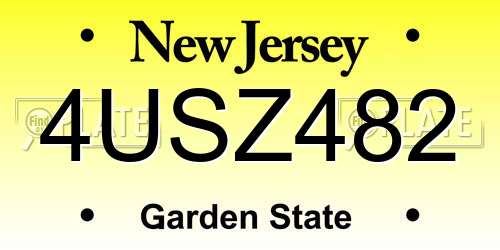 4USZ482 New Jersey License Plate