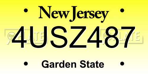 4USZ487 New Jersey License Plate