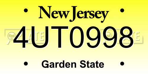 4UT0998 New Jersey License Plate