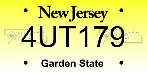 4UT179 New Jersey License Plate