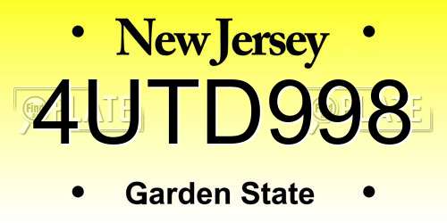 4UTD998 New Jersey License Plate