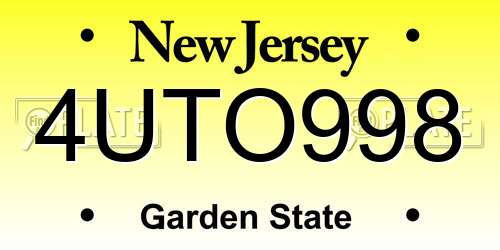 4UTO998 New Jersey License Plate