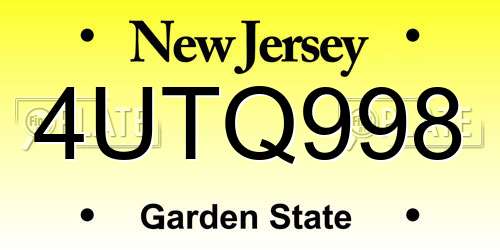 4UTQ998 New Jersey License Plate