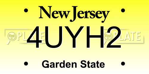 4UYH2 New Jersey License Plate
