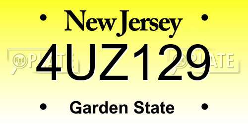 4UZ129 New Jersey License Plate