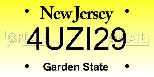 4UZI29 New Jersey License Plate