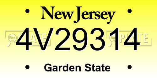 4V29314 New Jersey License Plate