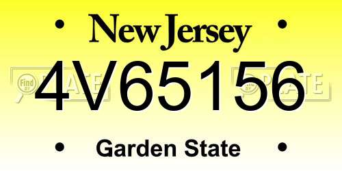 4V65156 New Jersey License Plate
