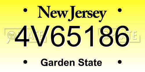 4V65186 New Jersey License Plate