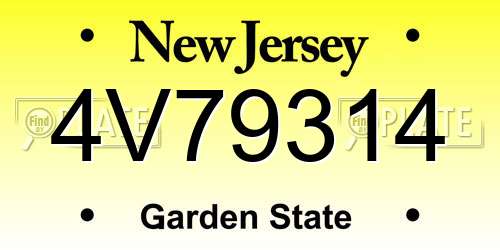 4V79314 New Jersey License Plate