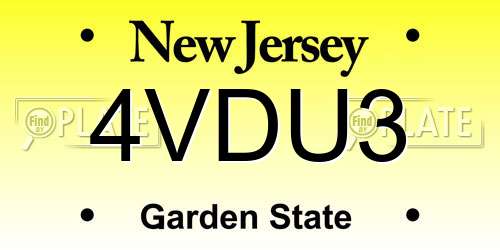 4VDU3 New Jersey License Plate