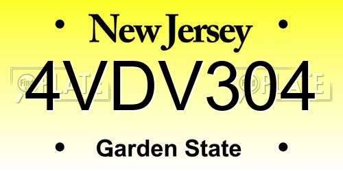 4VDV304 New Jersey License Plate