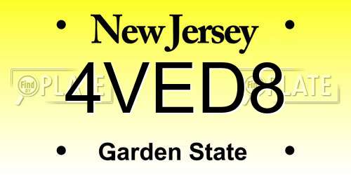 4VED8 New Jersey License Plate
