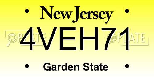 4VEH71 New Jersey License Plate
