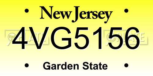 4VG5156 New Jersey License Plate
