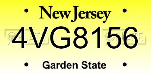 4VG8156 New Jersey License Plate