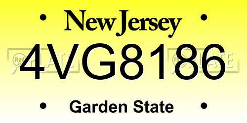 4VG8186 New Jersey License Plate