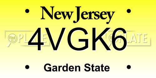 4VGK6 New Jersey License Plate
