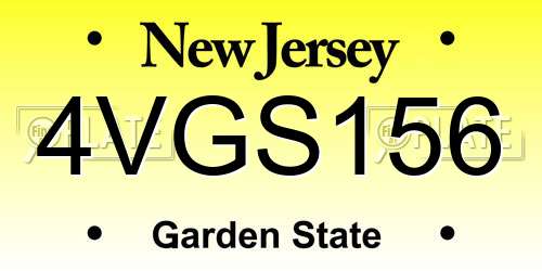 4VGS156 New Jersey License Plate