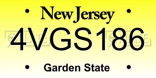 4VGS186 New Jersey License Plate
