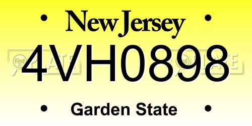 4VH0898 New Jersey License Plate