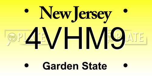 4VHM9 New Jersey License Plate