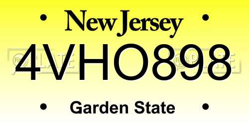 4VHO898 New Jersey License Plate