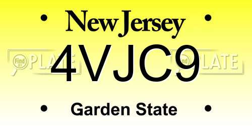 4VJC9 New Jersey License Plate