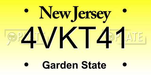 4VKT41 New Jersey License Plate