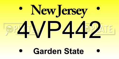 4VP442 New Jersey License Plate