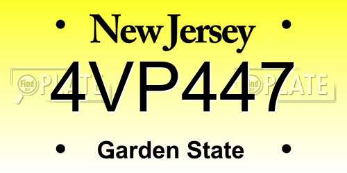 4VP447 New Jersey License Plate