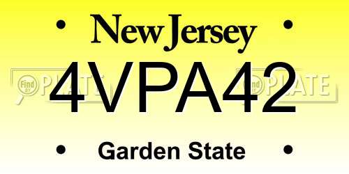 4VPA42 New Jersey License Plate